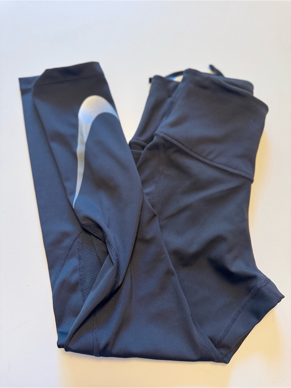 Nike Black Leggings with White Swoosh Accent